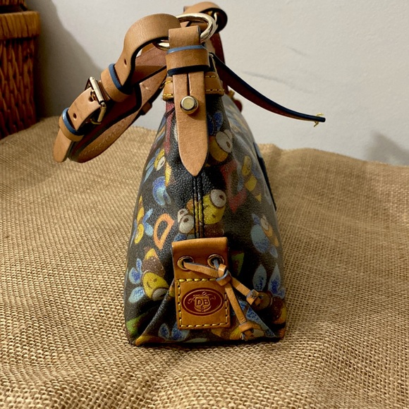 Vintage Dooney & Bourke Purse Bag Bee Canvas Vachetta Leather Small - Picture 3 of 6